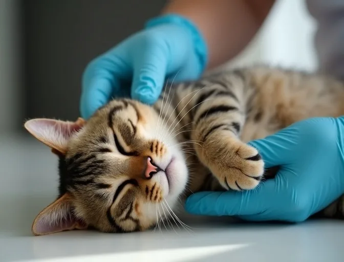 Specialist carefully handling a deceased cat with dignity in Moorooduc