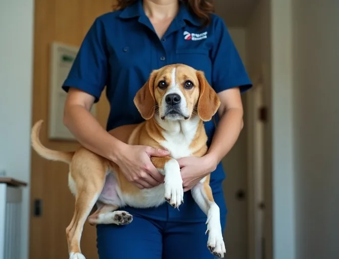 Technician respectfully transporting a deceased dog in Moorooduc